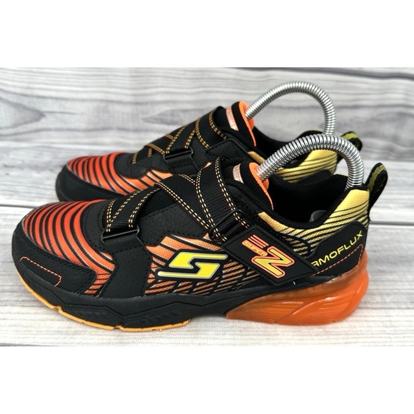 SKECHERS THERMOFLUX Z STRAP WIDE FIT SNEAKERS  Youth Boy Size 3.5  BLACK ORANGE - Picture 1 of 8